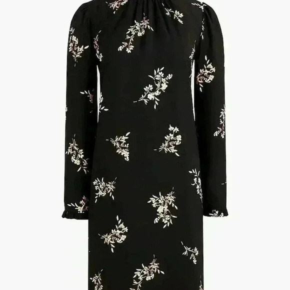 NWOT | J. Crew Floral 3/4 Sleeve Ruffle Neck Classy Shift Dress | Size 0 - Picture 1 of 8